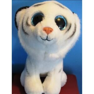 TY Classic 'Tundra' The Tiger White with Black Stripes Soft Plush Medium 9" MWMT